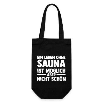 Wellness Saunieren Sauna - Geschenkbeutel für Flaschen - Schwarz - Vorne