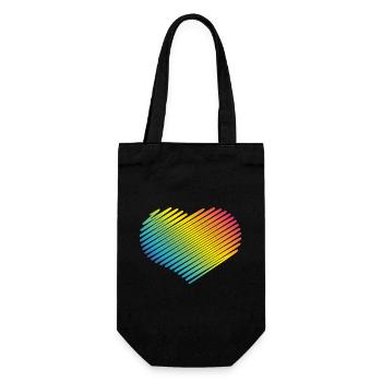 Rainbow Heart (Love / Scribble) - Gift Bag for Bottles - black - Front