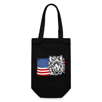 AUSTRALIAN TERRIER Amerika Fahne Hunde Wilsigns - Geschenkbeutel für Flaschen - Schwarz - Vorne