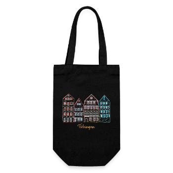 Tübingen, Süddeutschland, Strichzeichnung - Geschenkbeutel für Flaschen - Schwarz - Vorne