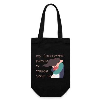 Mein Lieblingsort ist in deiner Umarmung - Geschenkbeutel für Flaschen - Schwarz - Vorne