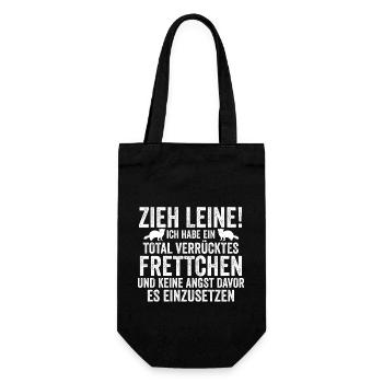 Ich habe einen total verrücktes Frettchen - Geschenkbeutel für Flaschen - Schwarz - Vorne