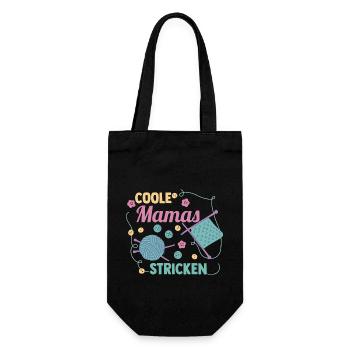 Häkeln Mutter Mama Stricken - Geschenkbeutel für Flaschen - Schwarz - Vorne