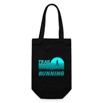 Trail running in the blue sunset with mountains - Gift Bag for Bottles - black - Front