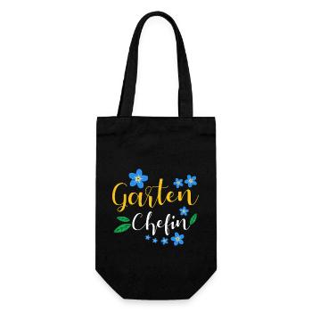 Garten Chefin Gartenarbeit Vergissmeinnicht - Geschenkbeutel für Flaschen - Schwarz - Vorne