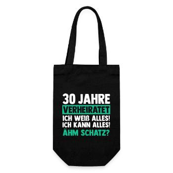 Ehe Perlenhochzeit 30 Jahre Verheiratet Hochzeitst - Geschenkbeutel für Flaschen - Schwarz - Vorne