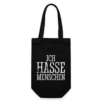 Ich hasse Menschen - Spruch - Geschenkbeutel für Flaschen - Schwarz - Vorne