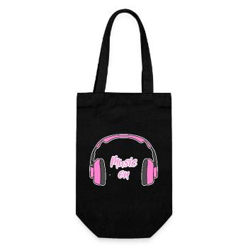 Music on Frauen DJ Kopfhörer pink - Geschenkbeutel für Flaschen - Schwarz - Vorne