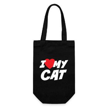 Ich liebe meine Katze - Geschenkbeutel für Flaschen - Schwarz - Vorne