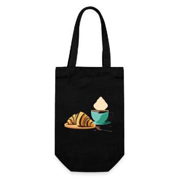 Breakfast: Croissant & Café - Gift Bag for Bottles - black - Front