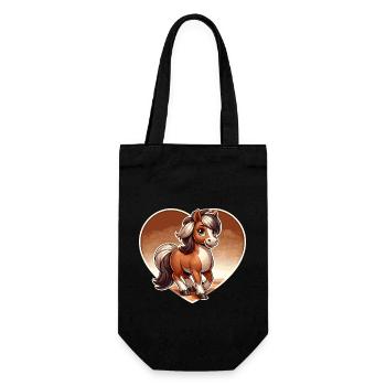Horse with heart in comic style - Gift Bag for Bottles - black - Front