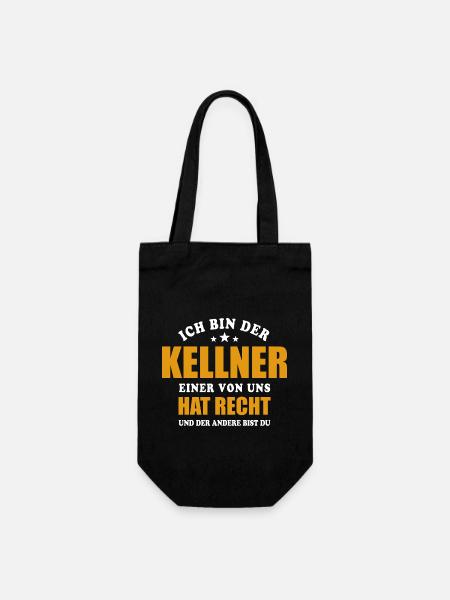 Ich bin der Kellner - einer von uns hat Recht - Geschenkbeutel für Flaschen - Schwarz