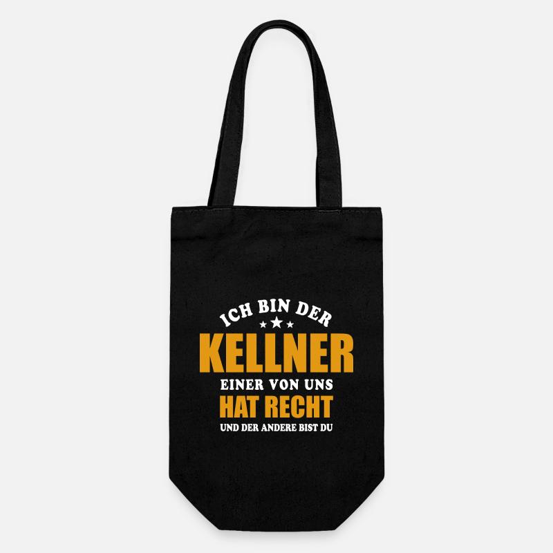 Ich bin der Kellner - einer von uns hat Recht - Geschenkbeutel für Flaschen - Schwarz