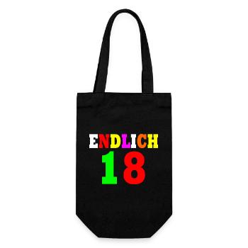 Endlich 18 - Geschenkbeutel für Flaschen - Schwarz - Vorne