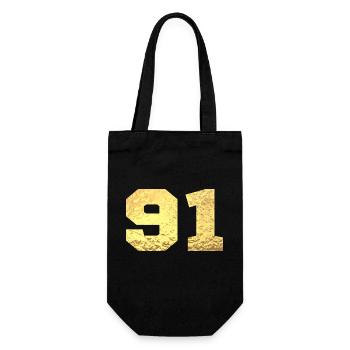 Nummer 91 Gold Glitter - 91. Jahrestag - Geschenkbeutel für Flaschen - Schwarz - Vorne