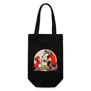 Rotkäppchen Märchen Wolf Niedlich Märchenfigur - Geschenkbeutel für Flaschen - Schwarz - Vorne