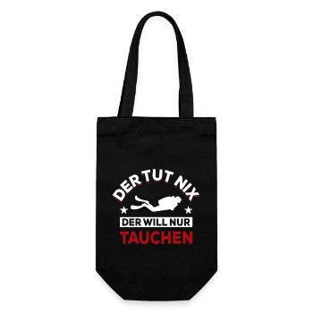 Der tut nix der will nur tauchen - Spruch - Geschenkbeutel für Flaschen - Schwarz - Vorne