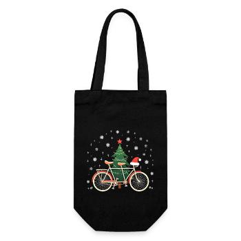 Fahrrad Weihnachtsbeleuchtung Vintage Cycling - Geschenkbeutel für Flaschen - Schwarz - Vorne