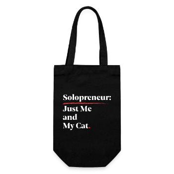 Solopreneur: Just Me And My Cat [White] - Gift Bag for Bottles - black - Front