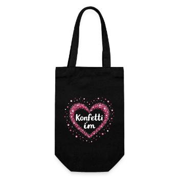 Konfetti im Herzen Fasching Karneval Kostüm - Geschenkbeutel für Flaschen - Schwarz - Vorne