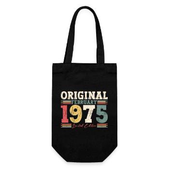 50th Birthday Gift Husband Original February 1975 - Gift Bag for Bottles - black - Front