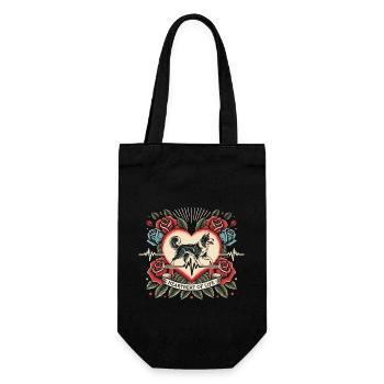 Border Collie Herzschlag Tattoo Rosen Hund - Geschenkbeutel für Flaschen - Schwarz - Vorne