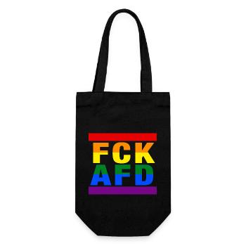 FCK AFD - Zeichen setzen gegen Rechts, Gegen Nazis - Geschenkbeutel für Flaschen - Schwarz - Vorne