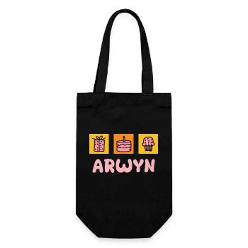 Vorname Arwyn - Geschenkbeutel für Flaschen - Schwarz - Vorne