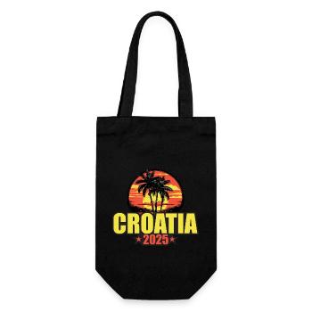 Croatia 2025 Holiday Palm Trees Colorful - Gift Bag for Bottles - black - Front