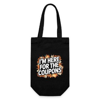 Ich bin hier für die Coupons Couponer Shopper Speichern - Geschenkbeutel für Flaschen - Schwarz - Vorne