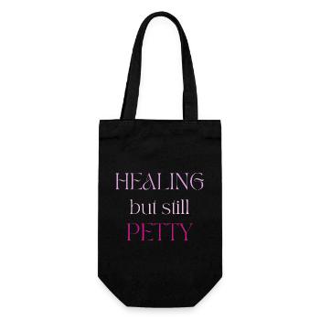 Healing But Still Petty – Soft Girl Emotional Glow - Gift Bag for Bottles - black - Front