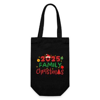 MERRY CHRISTMAS, family christmas 2025 - Gift Bag for Bottles - black - Front