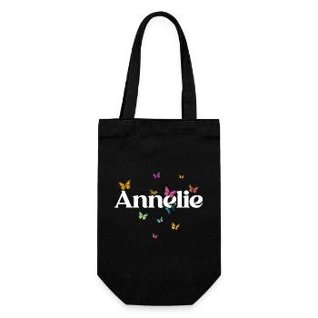 Beautiful girl's name ANNELIE with butterflies - Gift Bag for Bottles - black - Front
