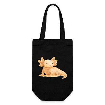 Realistisches Axolotl – Detailreiche Illustration - Geschenkbeutel für Flaschen - Schwarz - Vorne