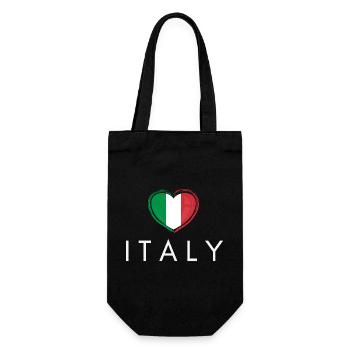 Herz mit italienischer Flagge, italienischer Stolz - Geschenkbeutel für Flaschen - Schwarz - Vorne