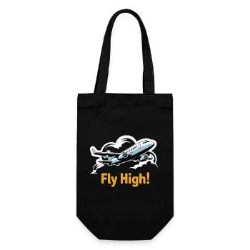 Jet in Sky Illustration Fly High - Gift Bag for Bottles - black - Front