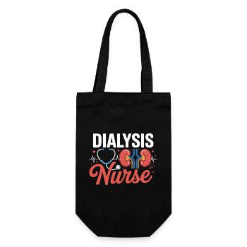 Dialysepflegerin Motiv mit Niere - Geschenkbeutel für Flaschen - Schwarz - Vorne