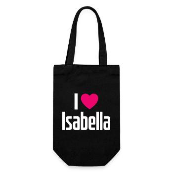 I Love Isabella Pinkes Herz Ich liebe Isabella - Geschenkbeutel für Flaschen - Schwarz - Vorne