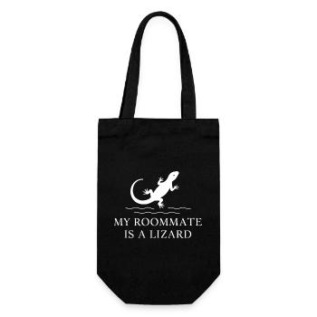 Mein Mitbewohner ist eine Echse - Geschenkbeutel für Flaschen - Schwarz - Vorne