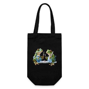 Two frog cooks at dinner - Gift Bag for Bottles - black - Front