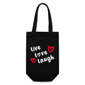 LIVE LOVE LAUGH - Positive Vibes - Geschenkbeutel für Flaschen - Schwarz - Vorne