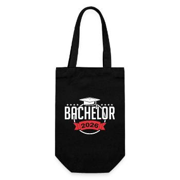 Bachelor 2026 Abschluss Promotion Sponsion - Geschenkbeutel für Flaschen - Schwarz - Vorne