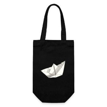 Papierschiff - Geschenkbeutel für Flaschen - Schwarz - Vorne