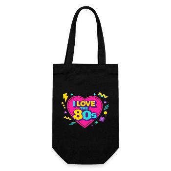 80s Retro Heart Neon Design - Gift Bag for Bottles - black - Front