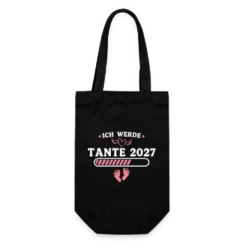 Ich werde Tante 2027 – Baby Ankündigung Geschenk - Geschenkbeutel für Flaschen - Schwarz - Vorne