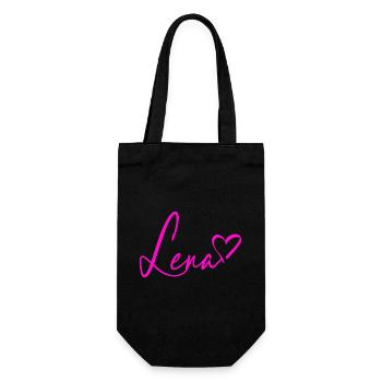 Lena Signatur Neon Pink - Geschenkbeutel für Flaschen - Schwarz - Vorne