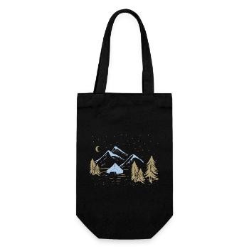 Nacht-Bergcamping-Szene - Geschenkbeutel für Flaschen - Schwarz - Vorne