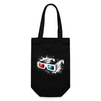 3D Glasses Retro Cinema Design - Gift Bag for Bottles - black - Front