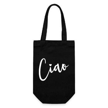 Ciao Italienisch Hallo Auf Wiedersehen Besuch Ital - Geschenkbeutel für Flaschen - Schwarz - Vorne