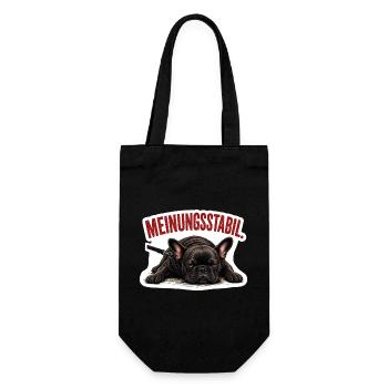 Frenchie – Meinungsstabil Bully - Geschenkbeutel für Flaschen - Schwarz - Vorne